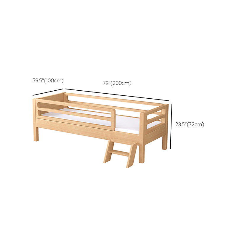 Contemporary Natural Solid Wood Nursery Crib with 4 Guardrail