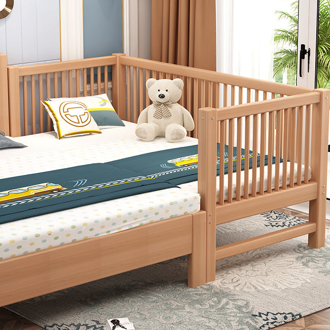 Contemporary Washed Natural Nursery Crib Solid Wood with Guardrail