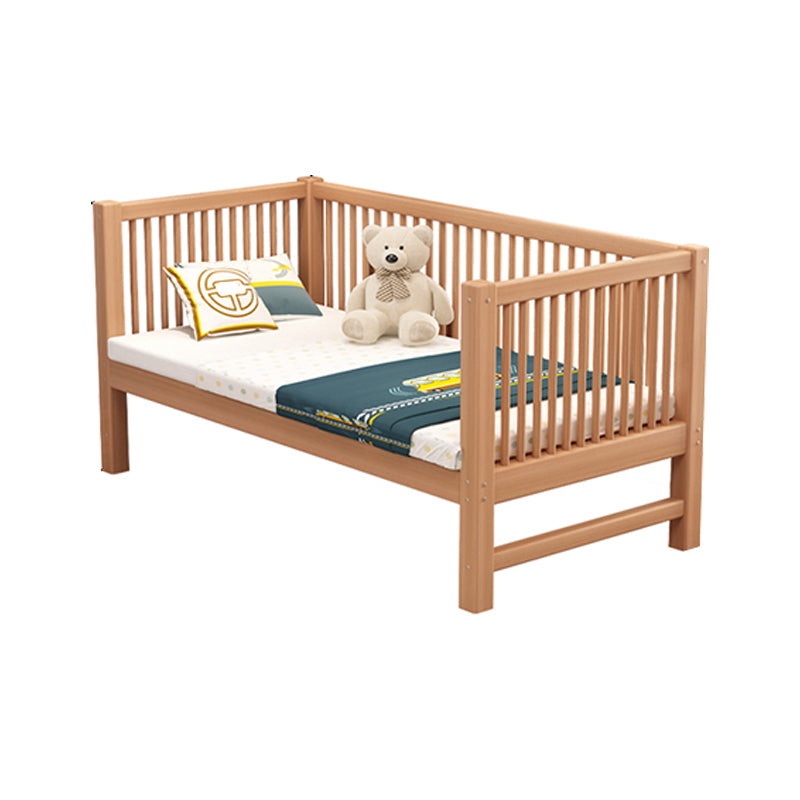 Contemporary Washed Natural Nursery Crib Solid Wood with Guardrail