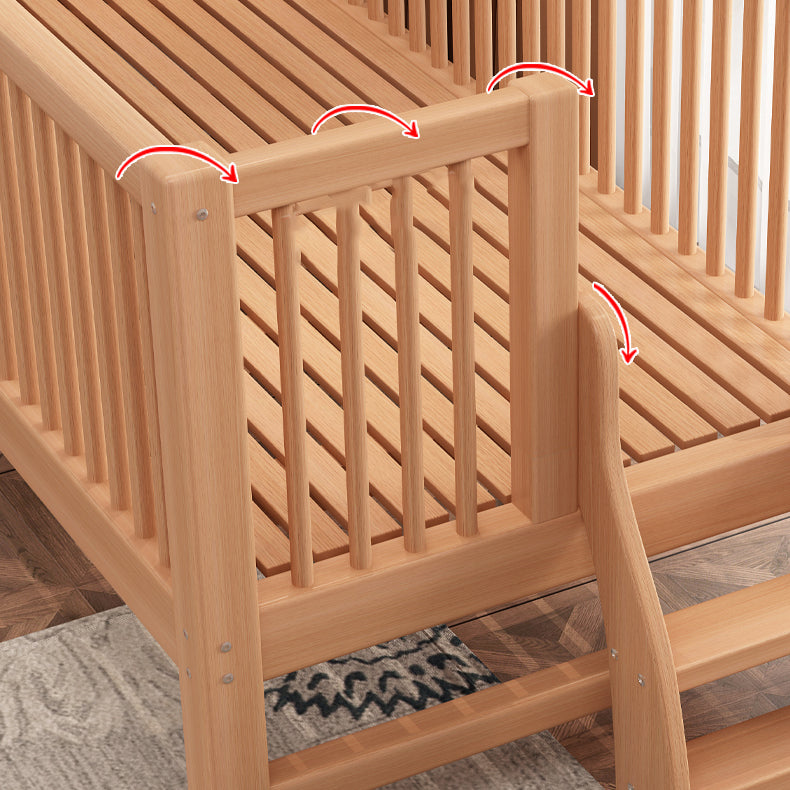 Contemporary Washed Natural Nursery Crib Solid Wood with Guardrail