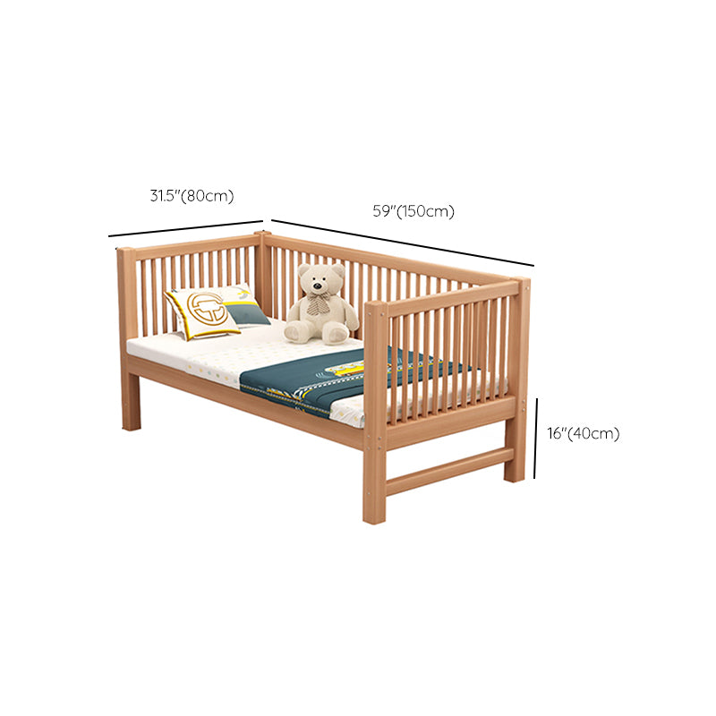 Contemporary Washed Natural Nursery Crib Solid Wood with Guardrail