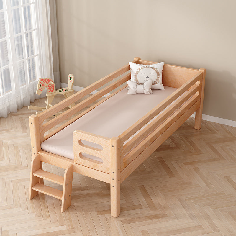 Luxurious Style Solid Wood Nursery Bed in Nature with Guardrail