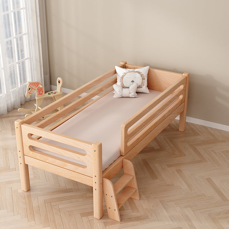 Luxurious Style Solid Wood Nursery Bed in Nature with Guardrail