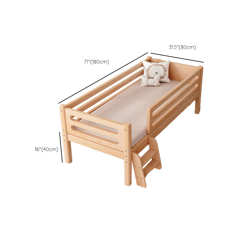 Luxurious Style Solid Wood Nursery Bed in Nature with Guardrail