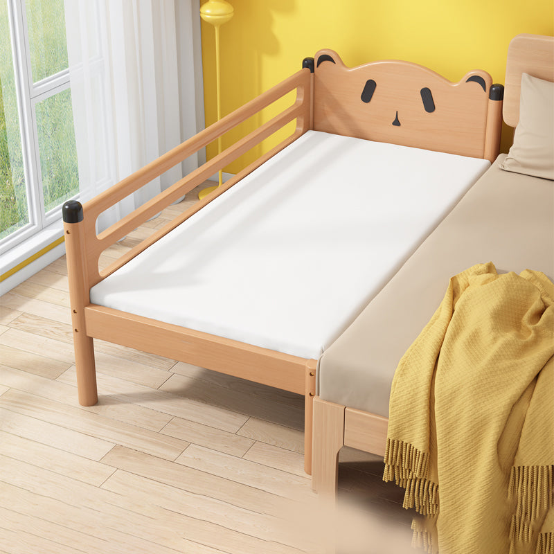 Glam Style Solid Wood Nursery Bed in Nature with Safety Guardrail