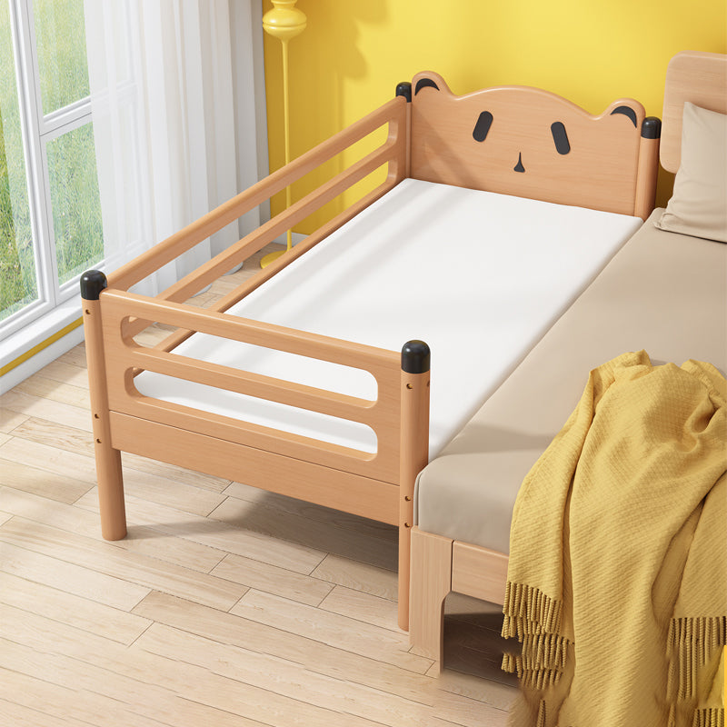 Glam Style Solid Wood Nursery Bed in Nature with Safety Guardrail