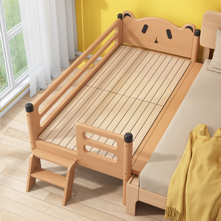 Glam Style Solid Wood Nursery Bed in Nature with Safety Guardrail