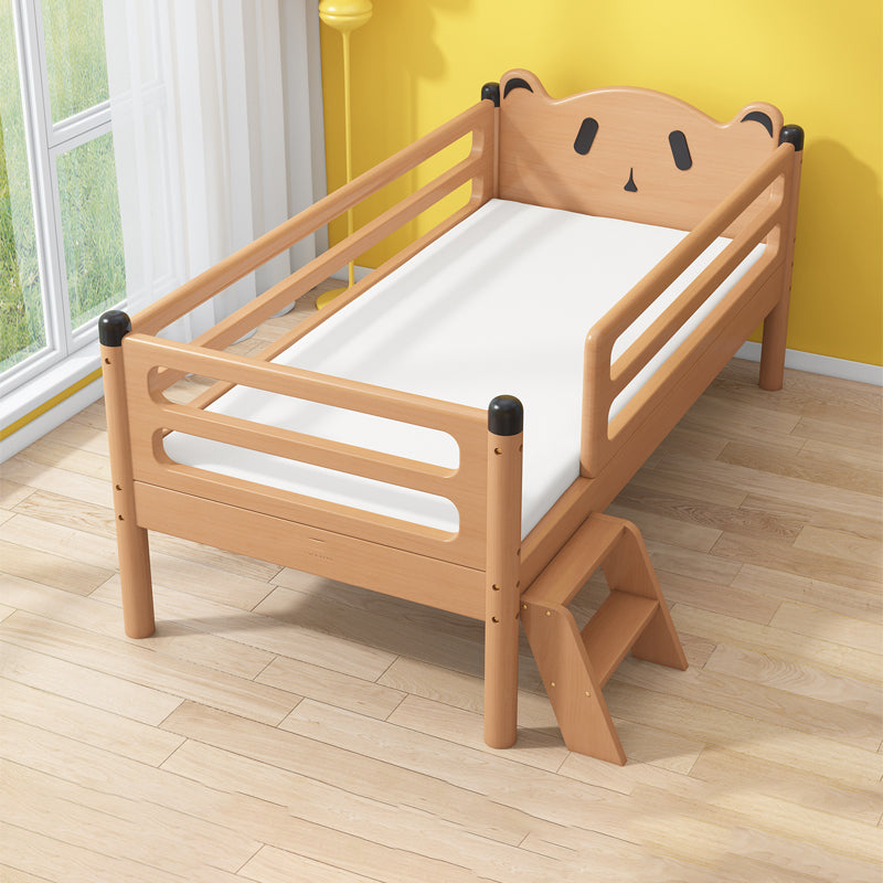 Glam Style Solid Wood Nursery Bed in Nature with Safety Guardrail