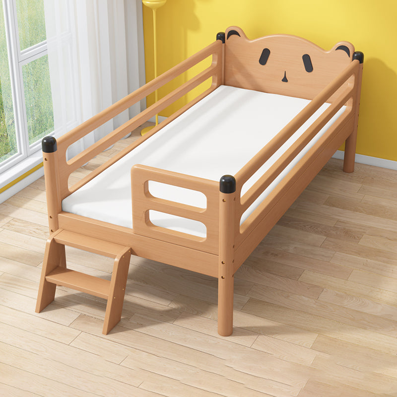 Glam Style Solid Wood Nursery Bed in Nature with Safety Guardrail