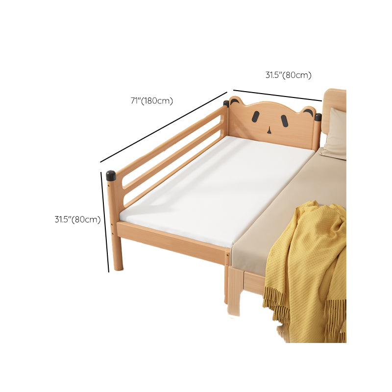 Glam Style Solid Wood Nursery Bed in Nature with Safety Guardrail