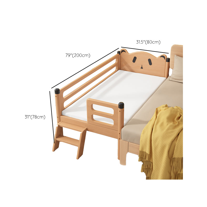 Glam Style Solid Wood Nursery Bed in Nature with Safety Guardrail