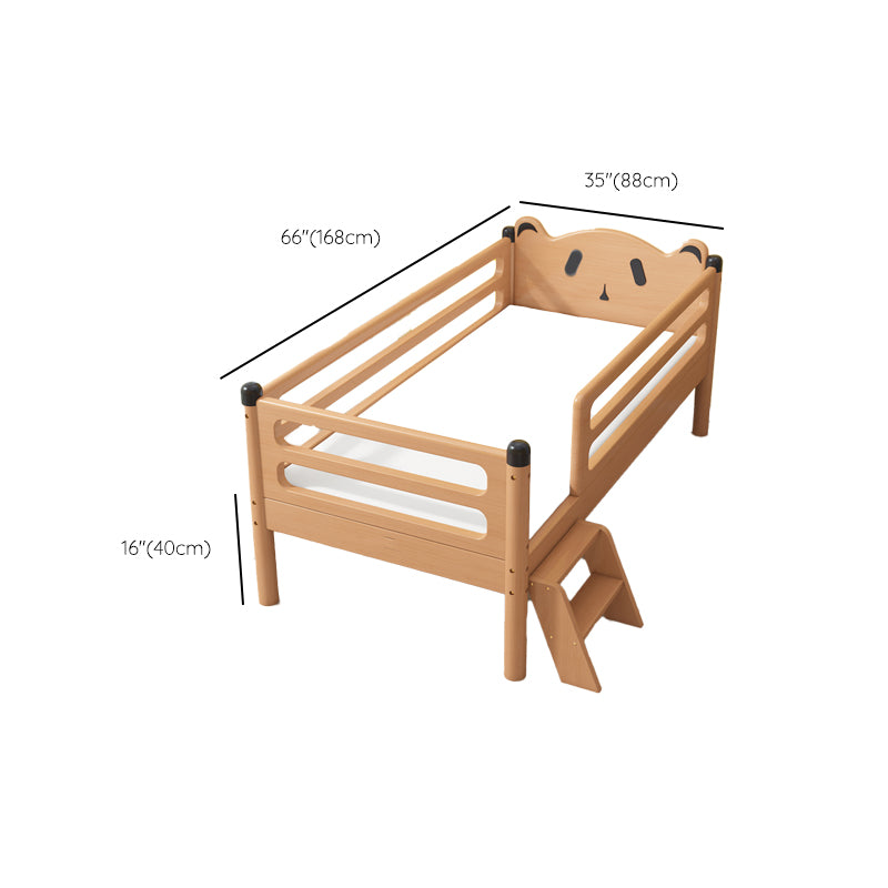 Glam Style Solid Wood Nursery Bed in Nature with Safety Guardrail