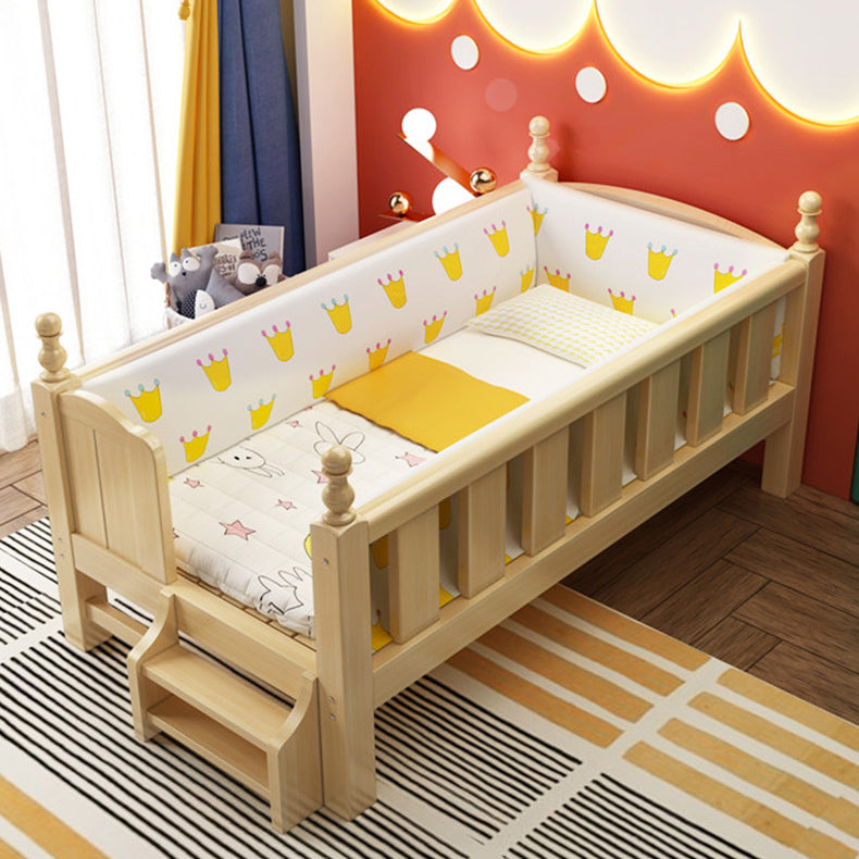 Solid Wood Washed Natural Nursery Bed Contemporary with Guardrail