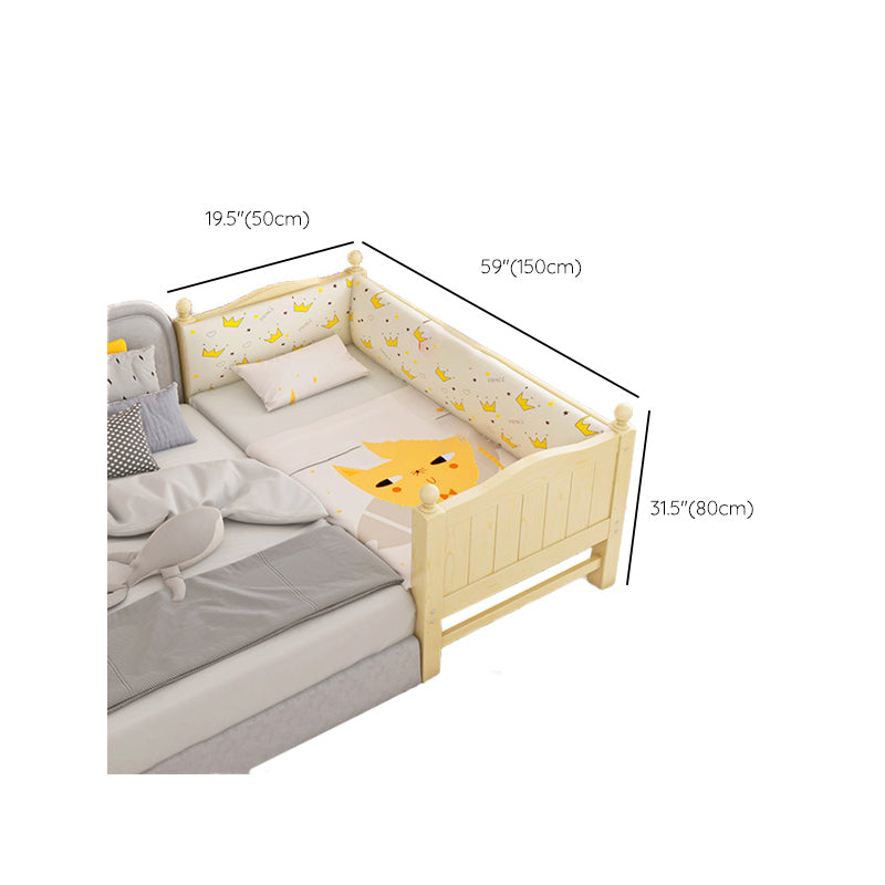 Solid Wood Washed Natural Nursery Bed Contemporary with Guardrail