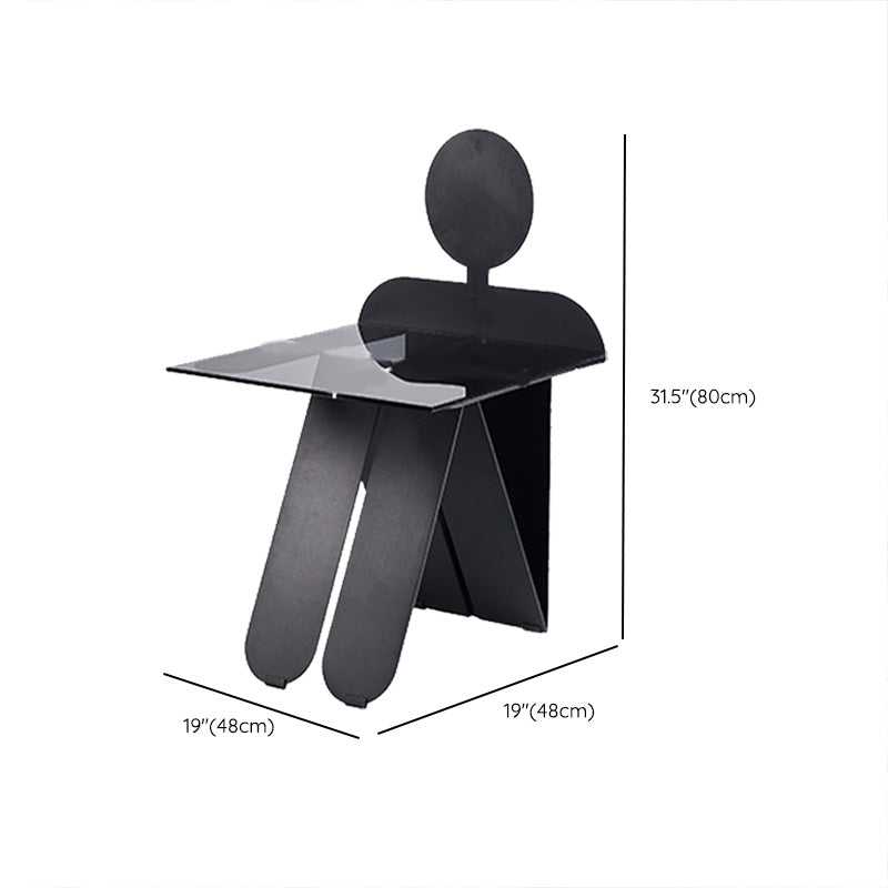 18.90" Wide Contemporary Corner Table Glass Clear Accent Side Table