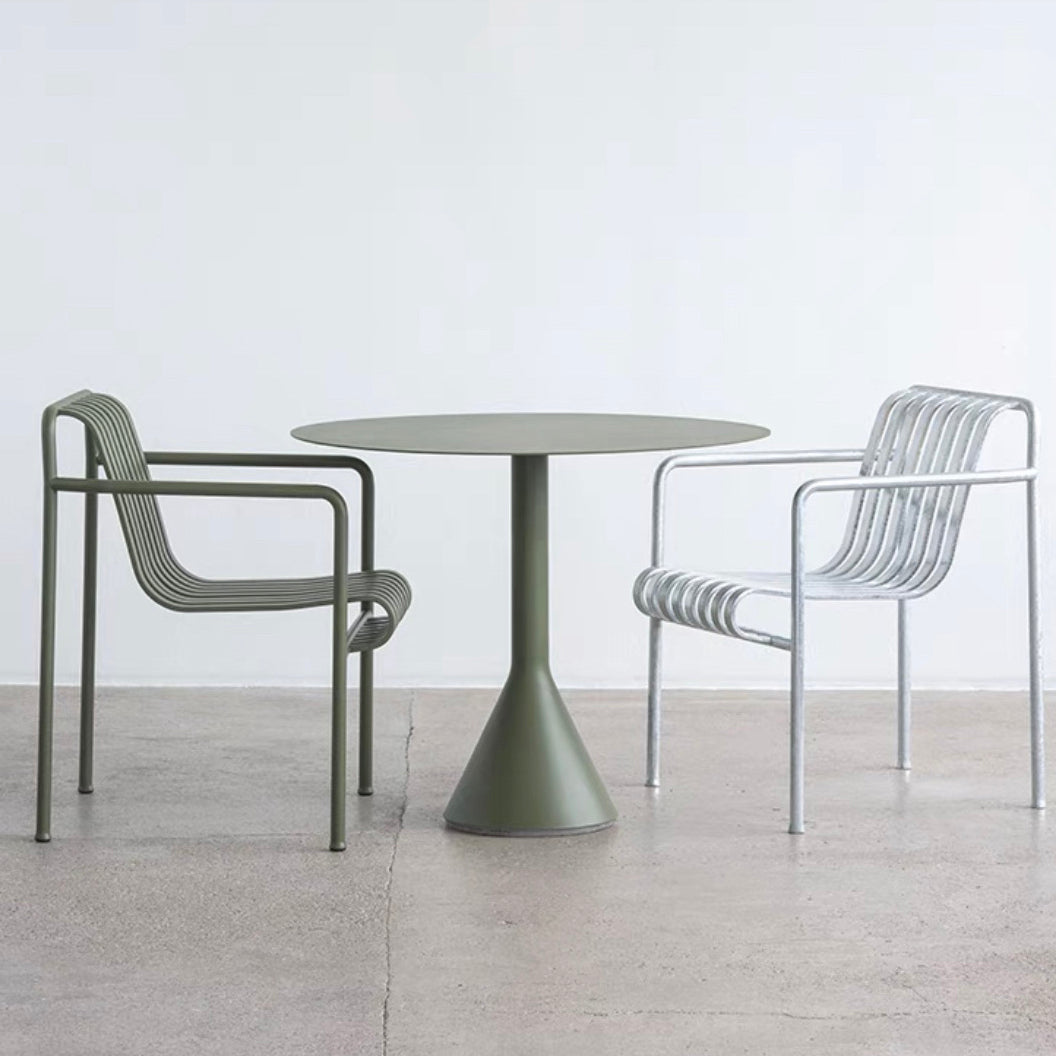Green Round Dining Table Set 1/3 Pcs Modern Metal Outdoor Dining Set