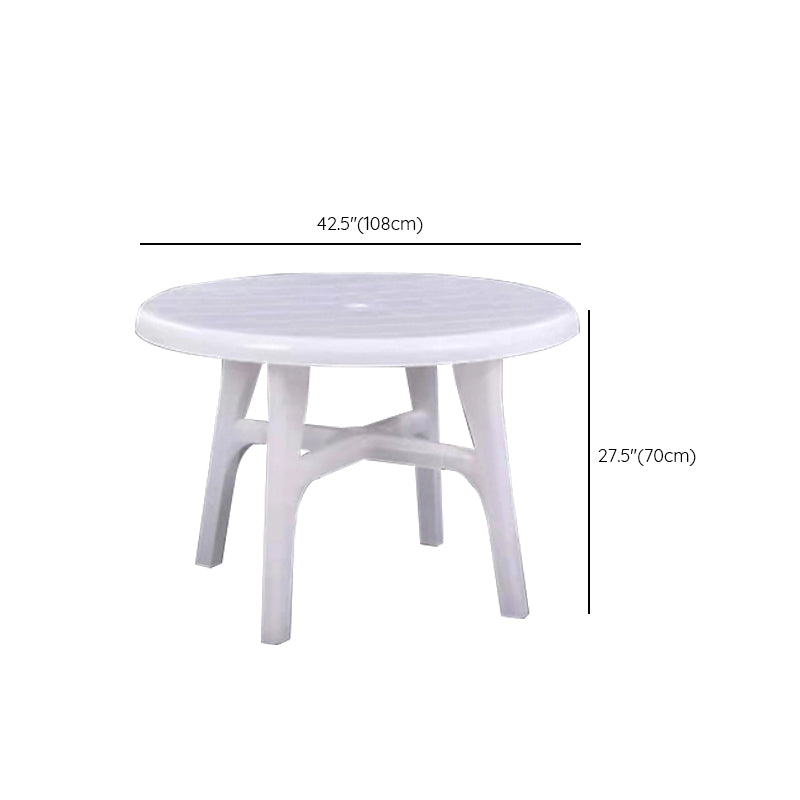 Modern UV Resistant Dining Table Outdoor Plastic Patio Table with Umbrella Hole