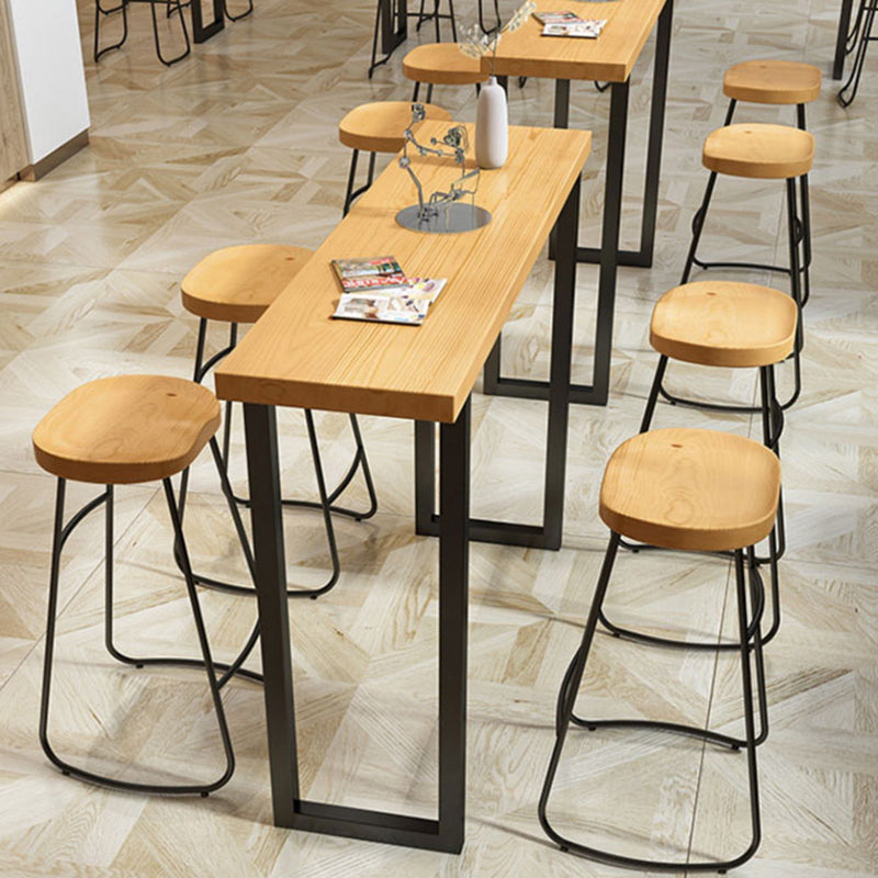 Modern 1/2/4/7 Pcs Bar Table Set Wood Rectangular Bar Set in Natural