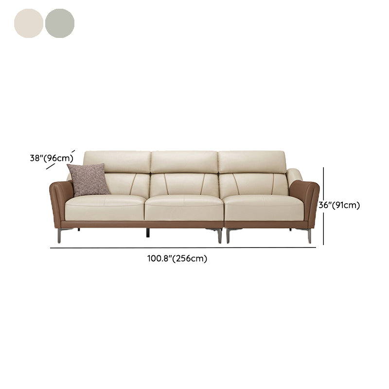 37.8"W Genuine Leather Square Arm Sectionals Sofa, Modern Chesterfield Sectionals