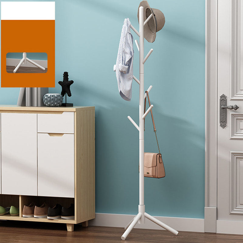 Modern Pine Entry Hall Tree Free Standing Coat Rack with 8 Hooks
