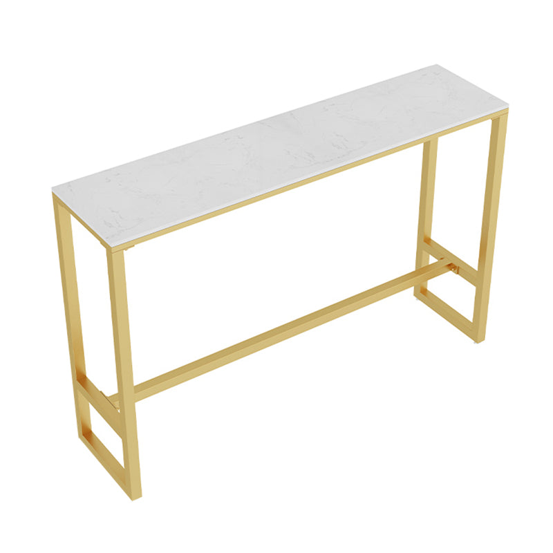 Glam Rectangle Bar Table Set 1/5 Pcs Metal Frame Bar Table with Upholstered Stools