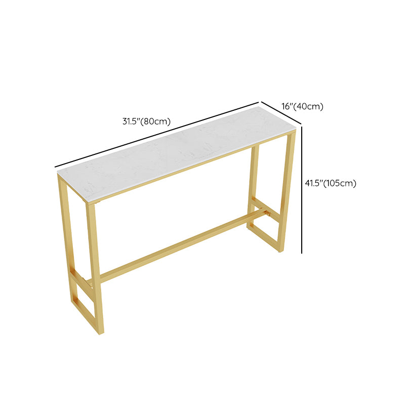 Glam Rectangle Bar Table Set 1/5 Pcs Metal Frame Bar Table with Upholstered Stools