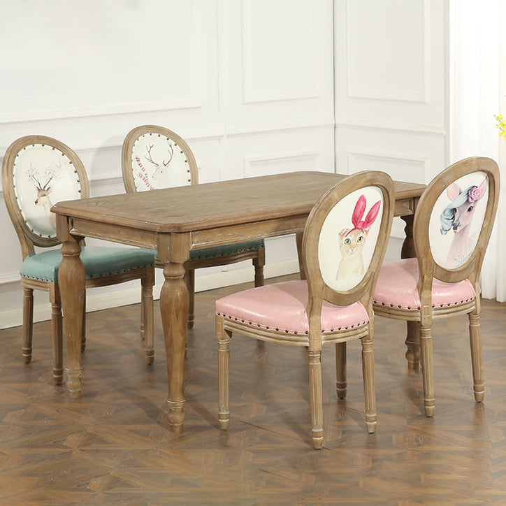 French Country Upholstered Armless Chair Home Solid Wood Dining Chair