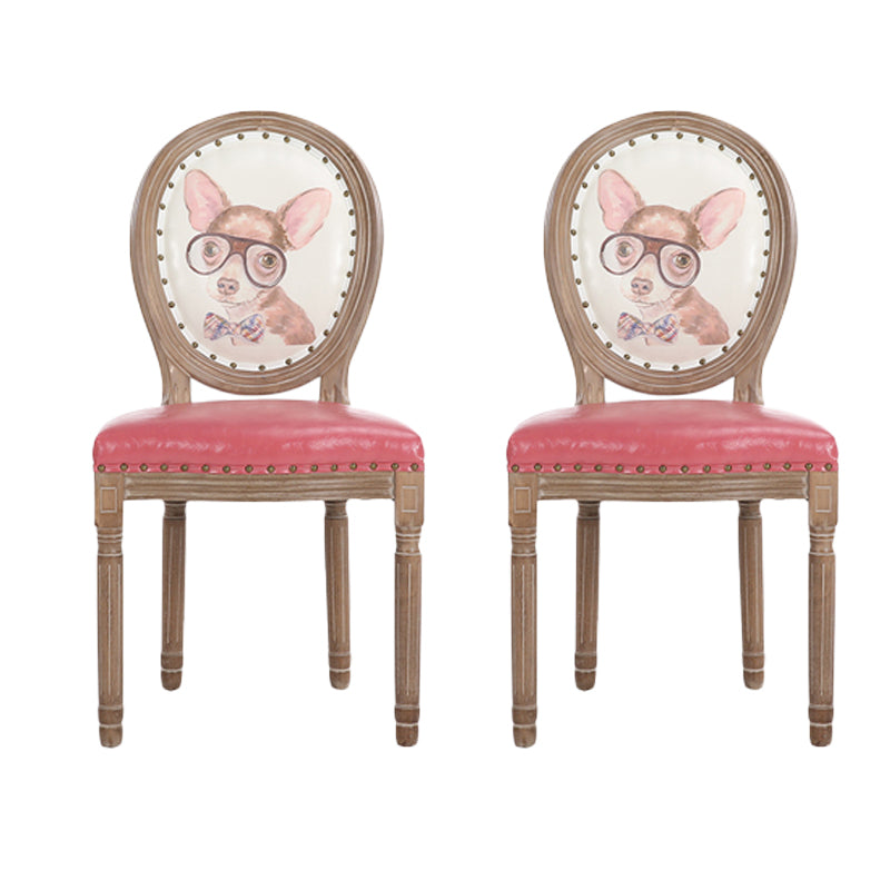 French Country Upholstered Armless Chair Home Solid Wood Dining Chair
