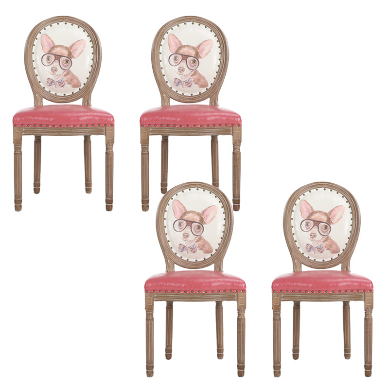 French Country Upholstered Armless Chair Home Solid Wood Dining Chair