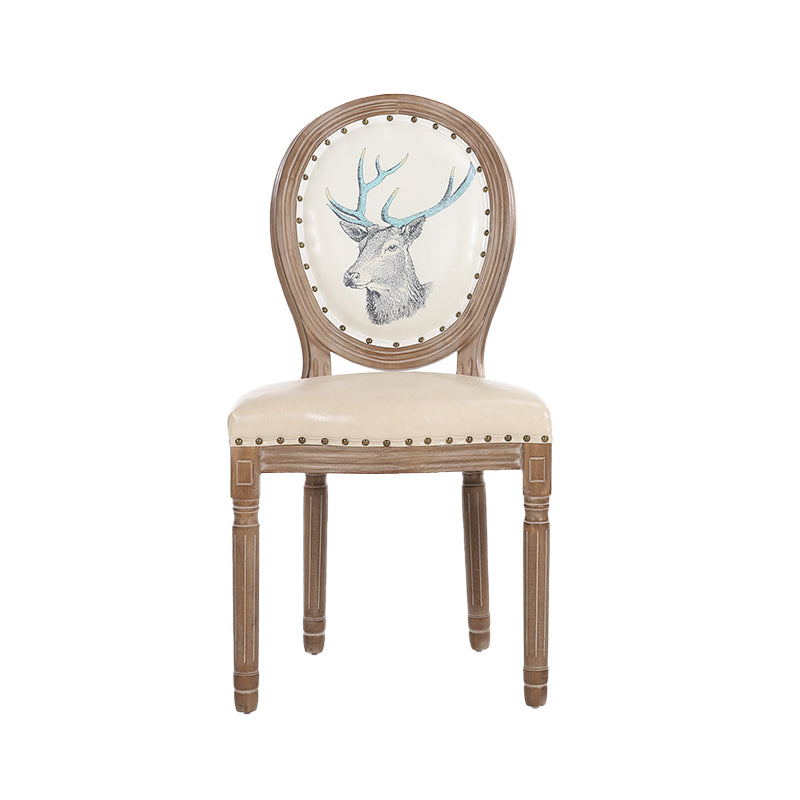 French Country Upholstered Armless Chair Home Solid Wood Dining Chair