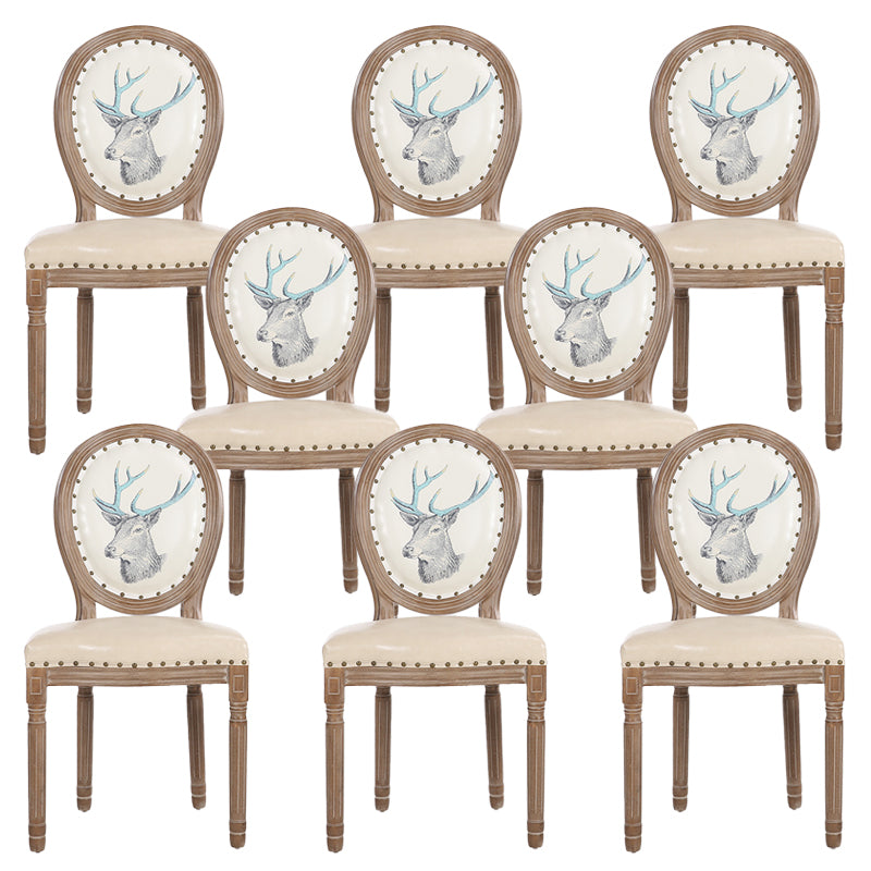 French Country Upholstered Armless Chair Home Solid Wood Dining Chair