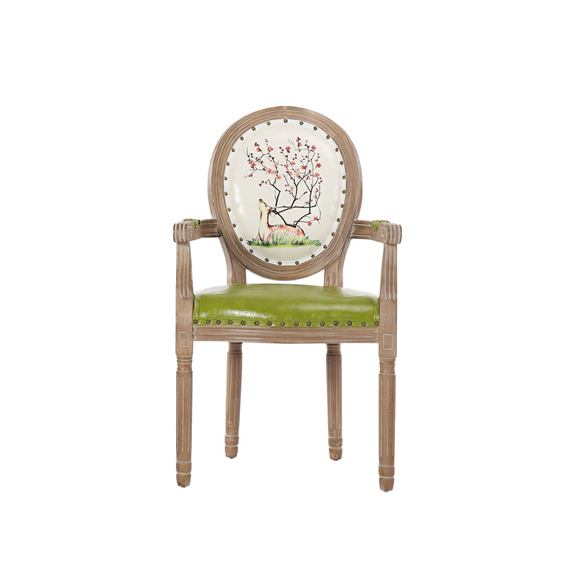 French Country Upholstered Armless Chair Home Solid Wood Dining Chair