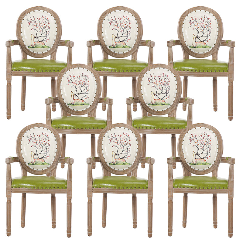 French Country Upholstered Armless Chair Home Solid Wood Dining Chair