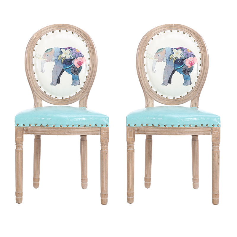 French Country Upholstered Armless Chair Home Solid Wood Dining Chair