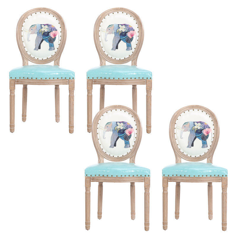 French Country Upholstered Armless Chair Home Solid Wood Dining Chair