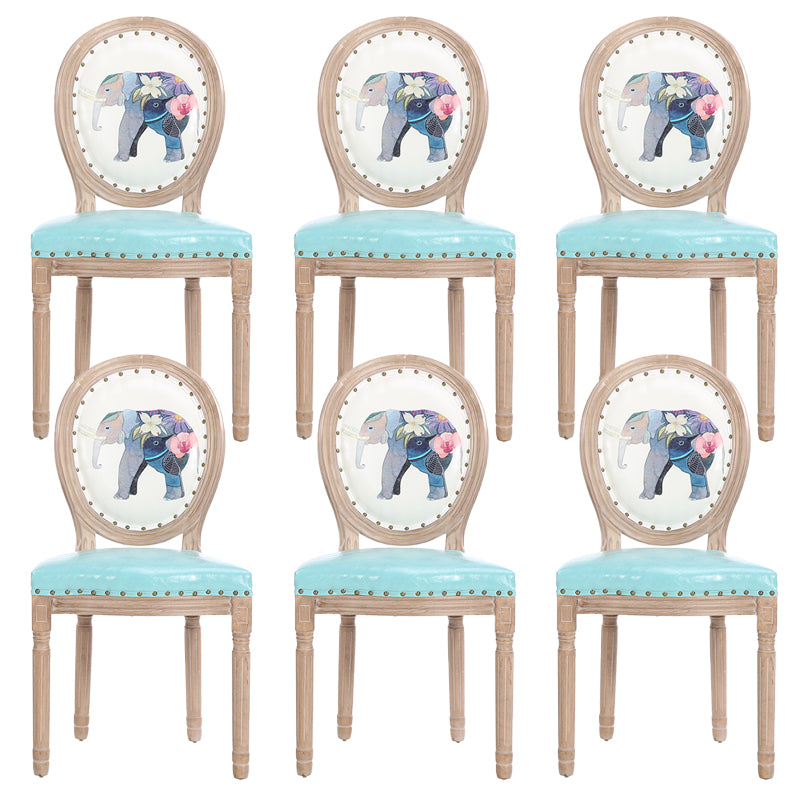 French Country Upholstered Armless Chair Home Solid Wood Dining Chair