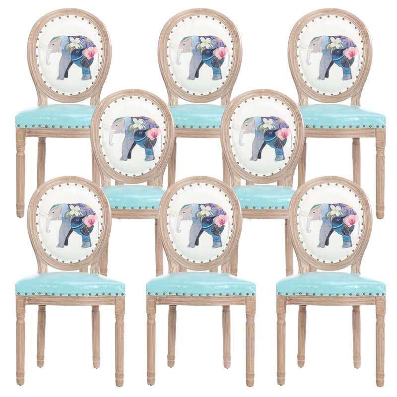 French Country Upholstered Armless Chair Home Solid Wood Dining Chair