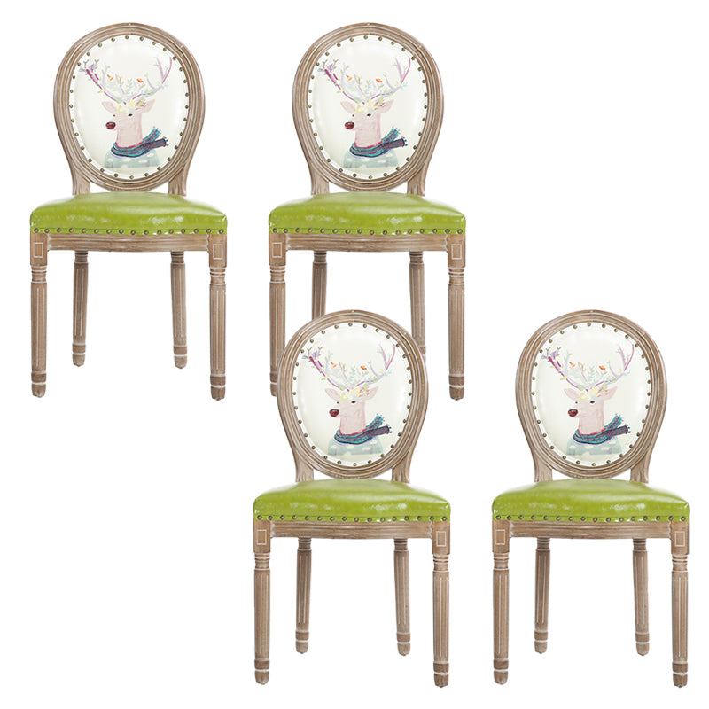 French Country Upholstered Armless Chair Home Solid Wood Dining Chair