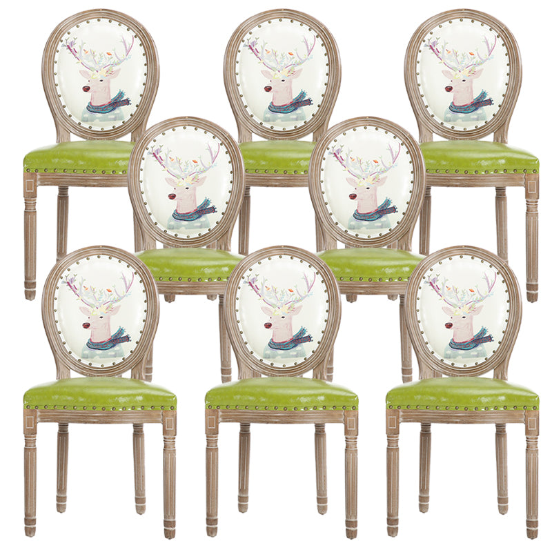 French Country Upholstered Armless Chair Home Solid Wood Dining Chair