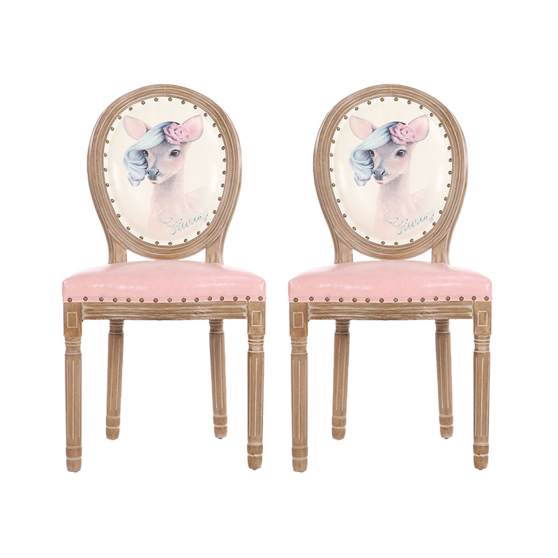French Country Upholstered Armless Chair Home Solid Wood Dining Chair