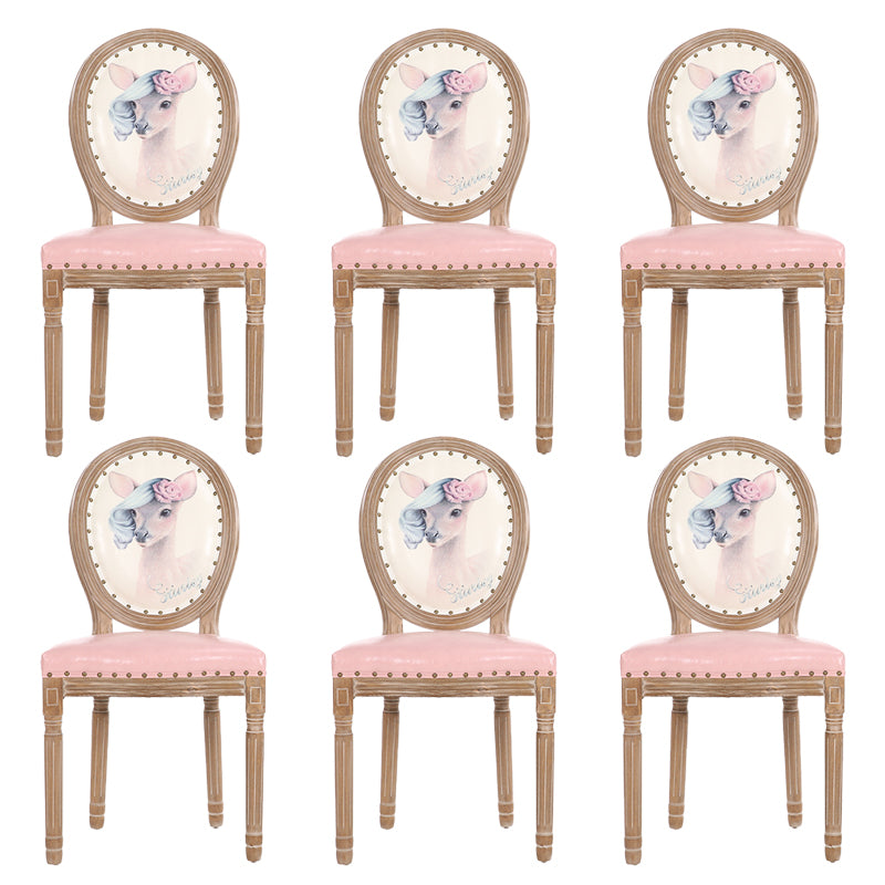 French Country Upholstered Armless Chair Home Solid Wood Dining Chair