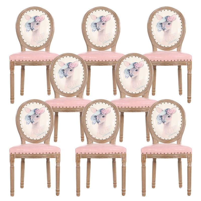 French Country Upholstered Armless Chair Home Solid Wood Dining Chair