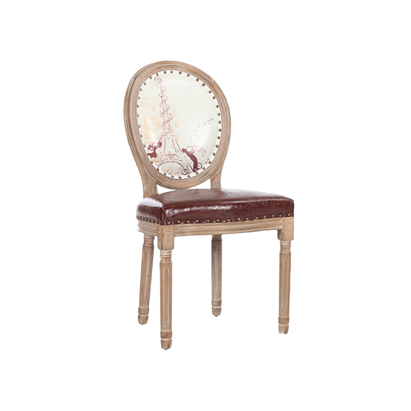 French Country Upholstered Armless Chair Home Solid Wood Dining Chair