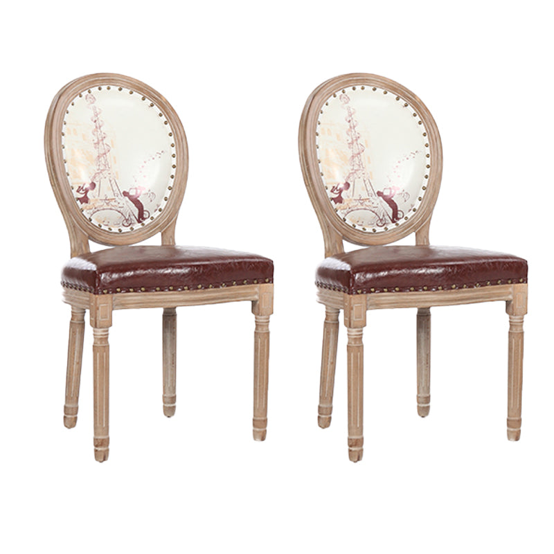 French Country Upholstered Armless Chair Home Solid Wood Dining Chair