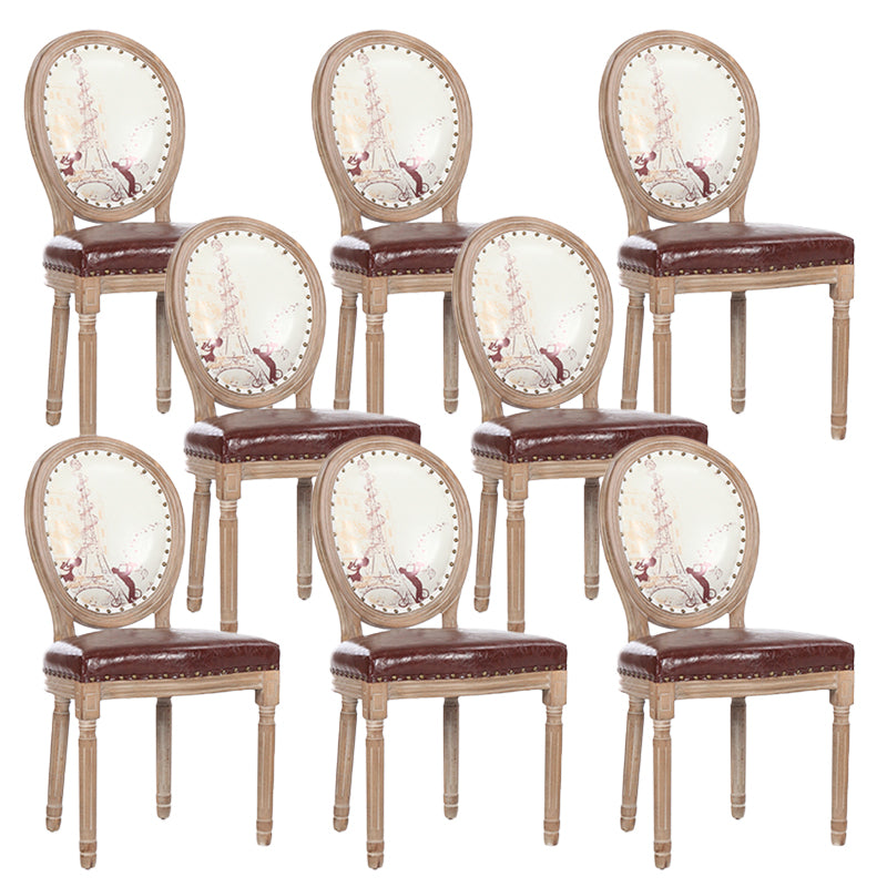 French Country Upholstered Armless Chair Home Solid Wood Dining Chair