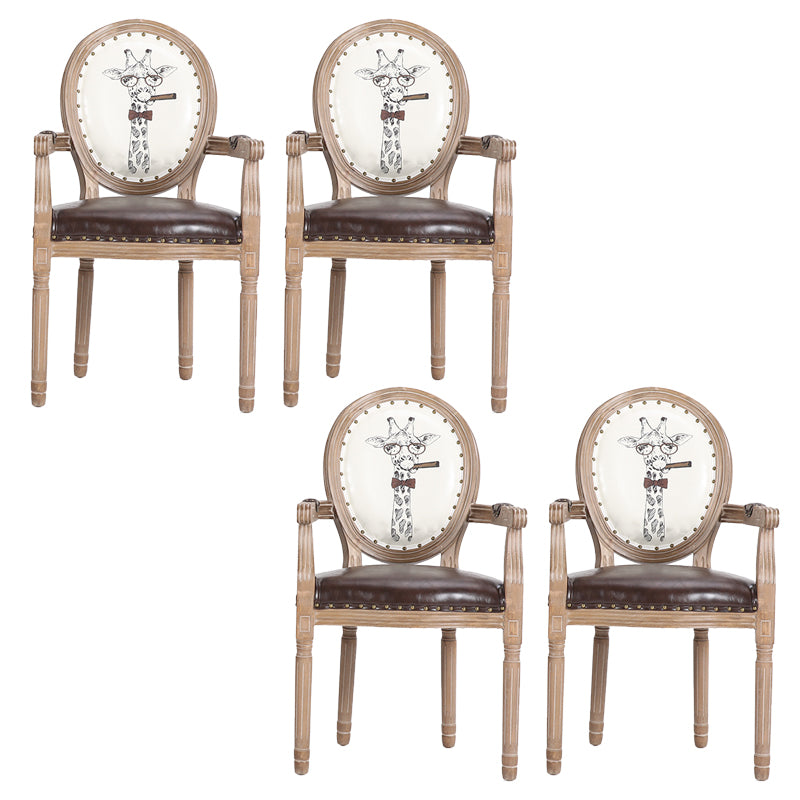 French Country Upholstered Armless Chair Home Solid Wood Dining Chair