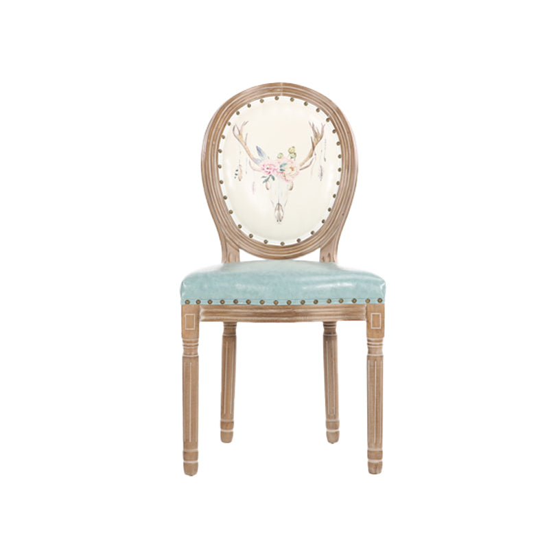French Country Upholstered Armless Chair Home Solid Wood Dining Chair