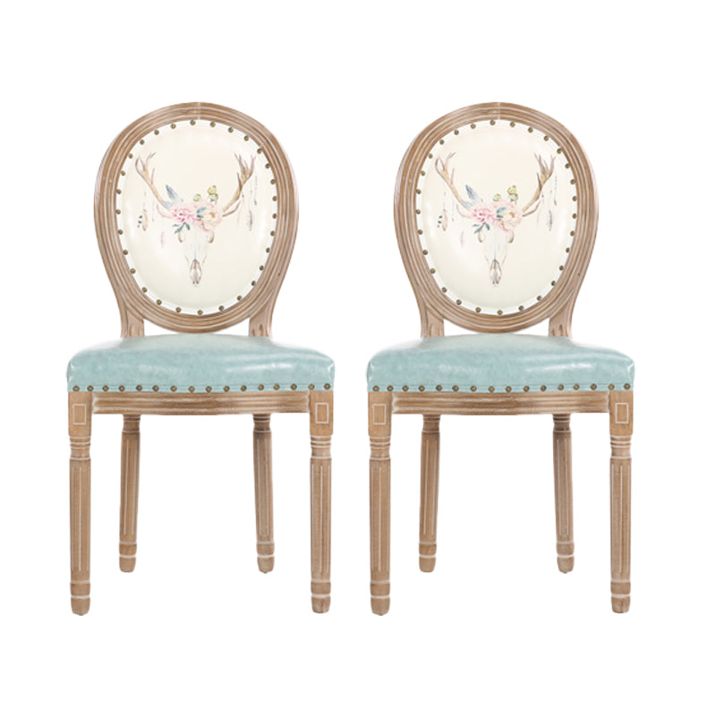French Country Upholstered Armless Chair Home Solid Wood Dining Chair