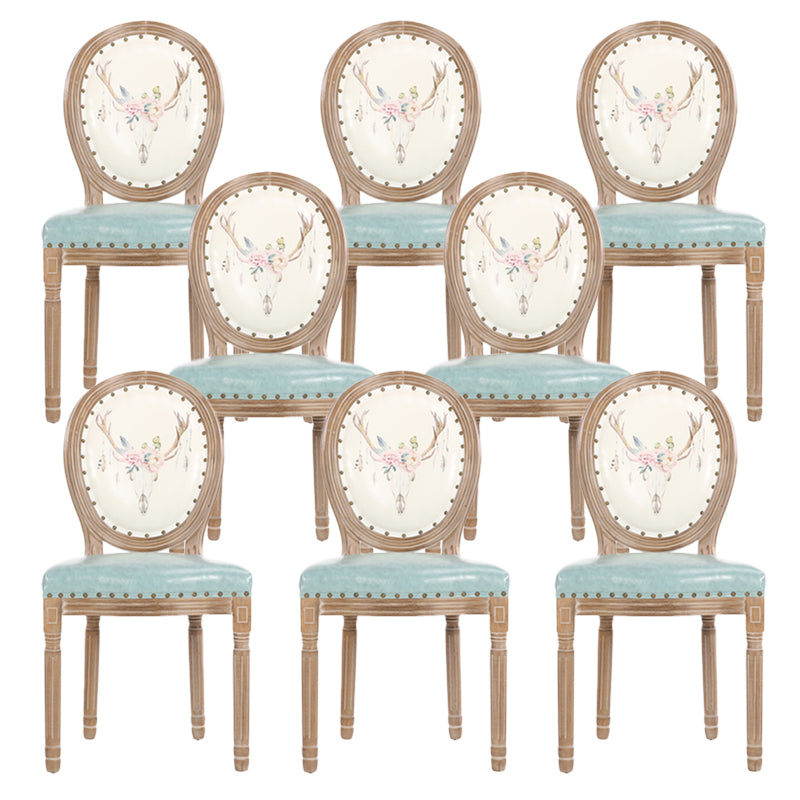 French Country Upholstered Armless Chair Home Solid Wood Dining Chair