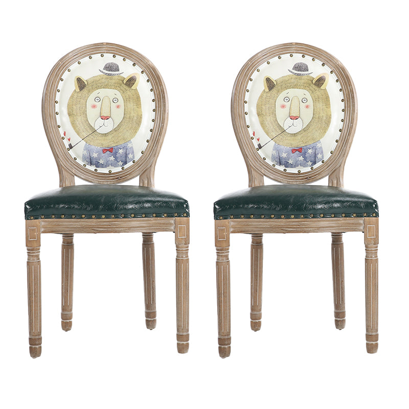 French Country Upholstered Armless Chair Home Solid Wood Dining Chair